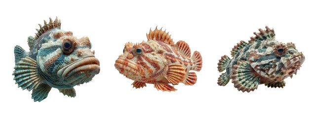 Beautifully Detailed Close-up of Three Colorful Fish Specimens