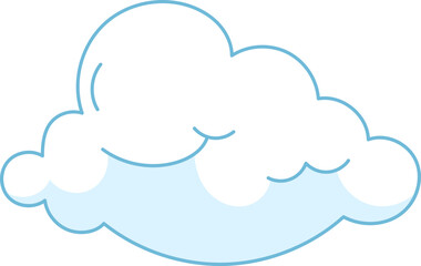 Cartoon Cloud Vector – Cute Blue Outline Sky Elements