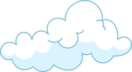 Cartoon Cloud Vector – Cute Blue Outline Sky Elements