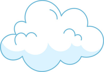Cartoon Cloud Vector – Cute Blue Outline Sky Elements