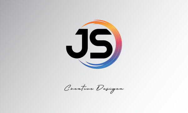 JS Creative Letter Logo with Gradient Circular Swirl &ndash; Modern, Colorful, and Versatile Branding Identity Design Template