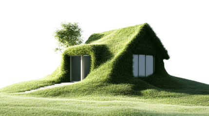 A house made of grass isolated on a white transparent background .png