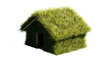 A house made of grass isolated on a white transparent background .png