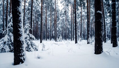 Fototapeta premium Snowy pine forest
