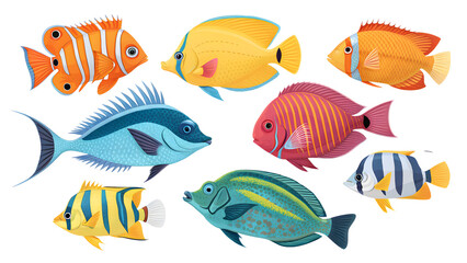 Naklejka premium Colorful tropical fish PNG banner isolated, perfect for aquatic designs. 