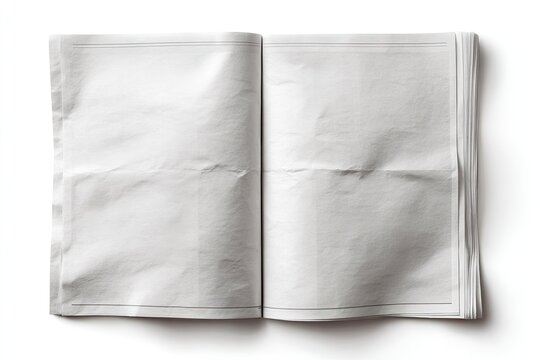 Open blank newspaper spread, top view