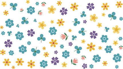Seamless Pattern with Scattered Colorful Flowers-seamless pattern with colorful flowers