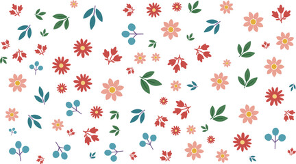 Seamless Pattern with Scattered Floral Elements