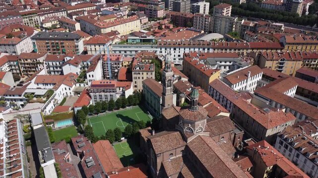 Aerial View of Chiesa di Santa Maria delle Grazie al Naviglio &ndash; Milan Italy Historic Landmark