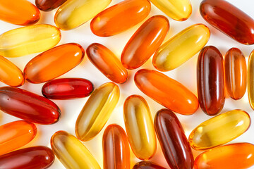 Vitamins capsules, fish oil, soft gels, supplements, omega 3, omega 9, vitamin D, vitamin E