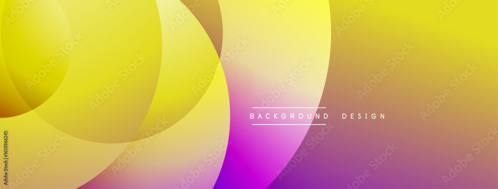 Poster abstract colorful circles overlap. gradient transitions from yellow to magenta create dynamic visual