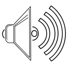Simple outline icon of a speaker emitting sound waves