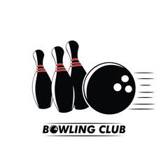 Bowling pins and ball icon vector. Three bowling pins with a ball icon isolated on a white background. Bowling skittles vector