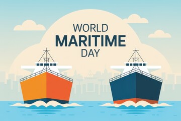 Two ships sailing on the sea for world maritime day celebration