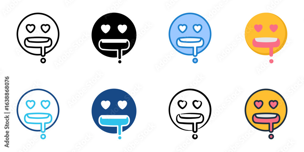 Poster flirty icon set multiple style collection