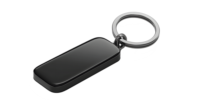 Blank black luxury key ring isolated on white back transparent background .png - Powered by Adobe