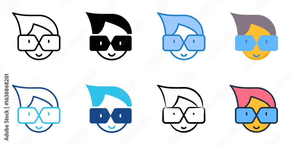 Poster geeky icon set multiple style collection