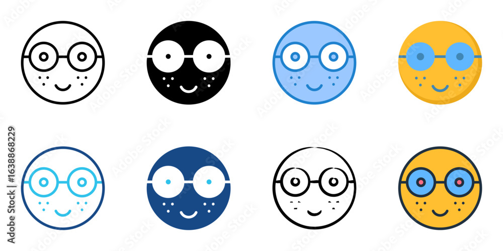 Poster nerdy icon set multiple style collection