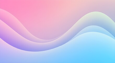 ​An abstract background featuring smooth, flowing waves in a pastel gradient of pink, purple, and blue.