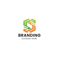 S Initial and typography modern business logo 