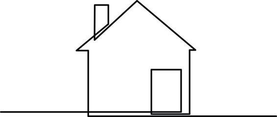 Continuous Line Drawing of a Simple House