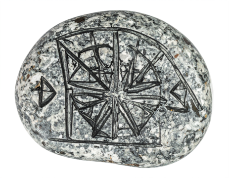 Ancient carved stone reveals intricate geometric celestial symbol, sparking curiosity and wonder