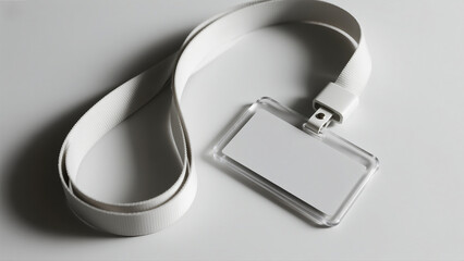 mockup white lanyard with a blank white badge