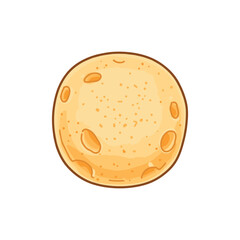 Cartoon rosy round tortilla with toasted dots and a crisp edge &ndash; stock vector flat illustration