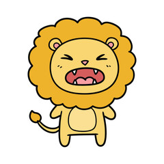 Obraz premium Cute cartoon lion with open mouth and playful expression – stock vector flat illustration