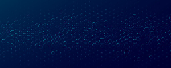 Digital blue hexagons for Technology or Science background. Hi-tech cyber backdrop for FinTech concept, medical research presentation or your website cover. Vector illustration.
