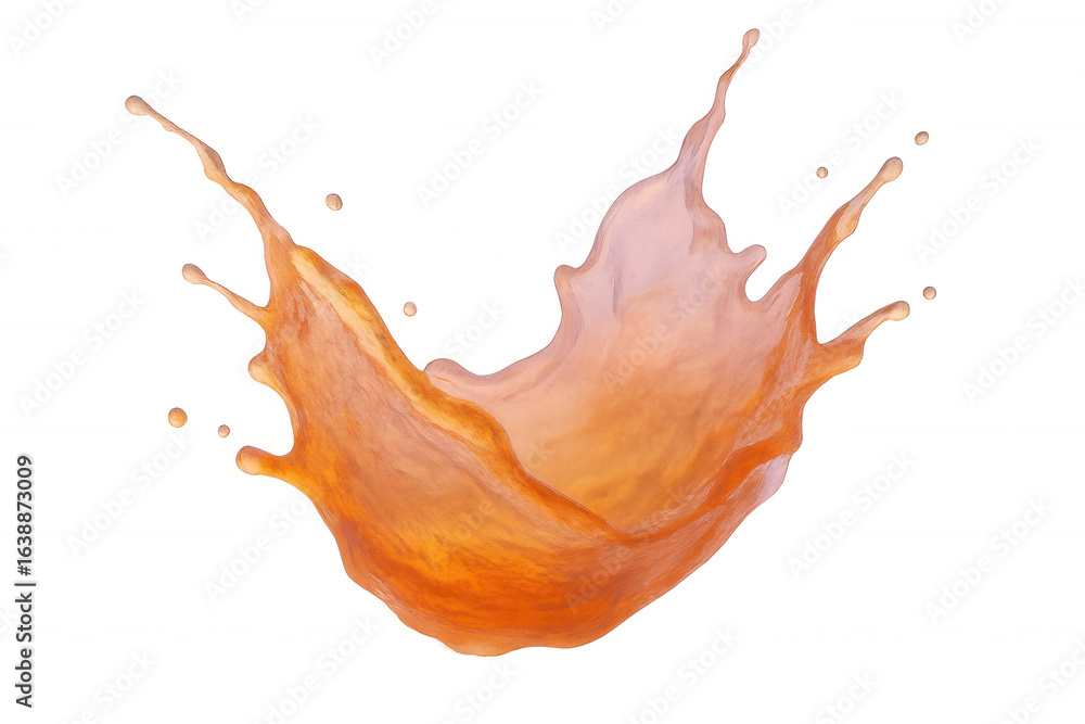 Poster orange juice splashing against a transparent background, creating vibrant droplets and showcasing dy
