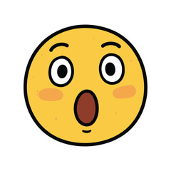 Fototapeta premium Surprised emoji face with wide eyes and open mouth – stock vector flat illustration