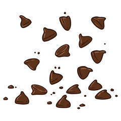 Obraz premium Falling chocolate chips – stock vector flat illustration