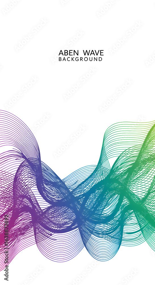 Poster abstract wave illustration with colorful lines and gradient background