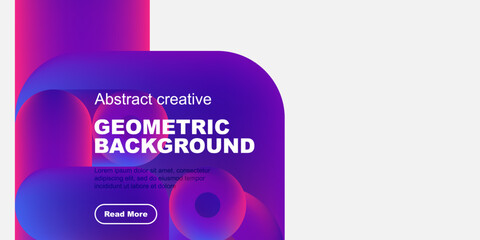 Fototapeta premium Abstract geometric background design. Vibrant colors, flowing shapes, text overlay, button present. Modern aesthetic, clean presentation.