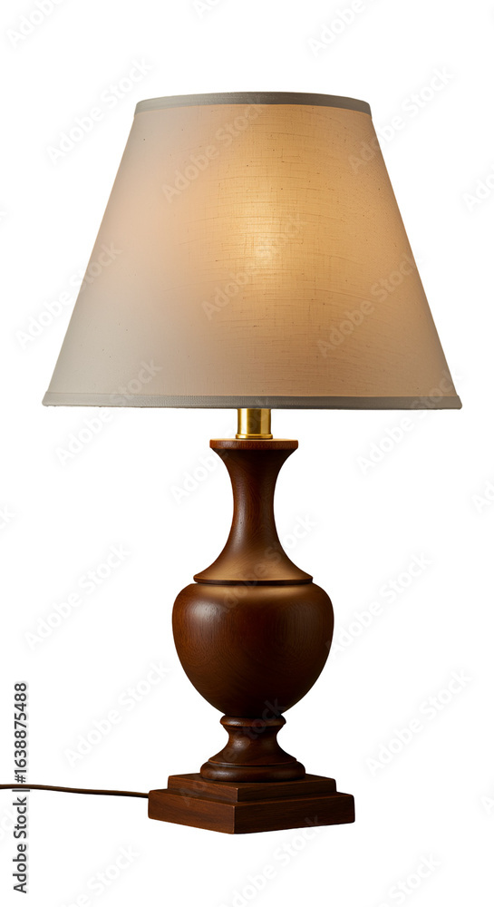 Poster classic table lamp with beige shade isolated on transparent background