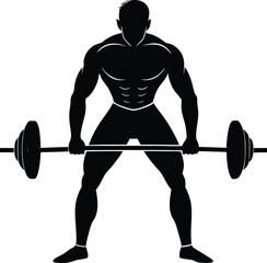 fitness man doing sumo deadlift on white backgroun.eps