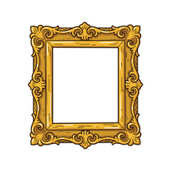 Ornate rectangular gold frame with intricate design &ndash; stock vector flat illustration