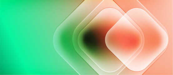 Abstract gradient background. Overlapping squares create soft visual effect. Teal, peach colors dominate composition. Minimalist design.