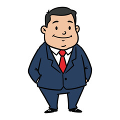 Cartoon asian male in business suit with red tie – stock vector flat illustration