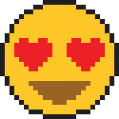 Vector pixel art emoticon in love