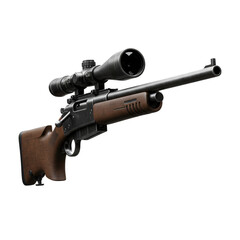 Detailed Rifle Weapon with Scope Isolated on Transparent Background