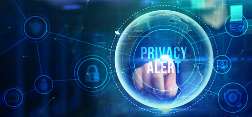 Technology, Internet, business and network concept. Privacy alert.