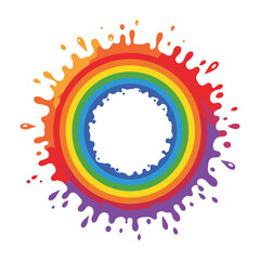 Vibrant rainbow paint splash circle with dripping colors – stock vector flat illustration