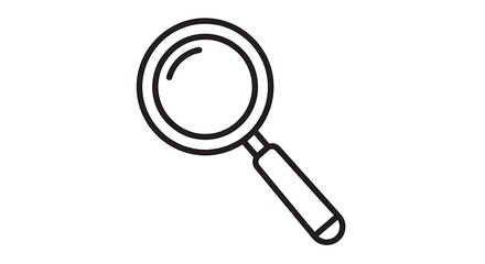 Simple Black Line Art Magnifying Glass Icon