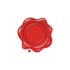 Red wax seal stamp with blank center &ndash; stock vector flat illustration