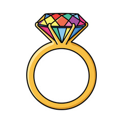 Colorful gemstone gold ring &ndash; stock vector flat illustration