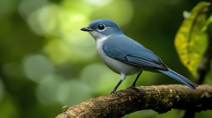 Obraz premium Blue-Scaled Rainforest Bird Perched - Grey Body White Head Dark Eyes Wildlife