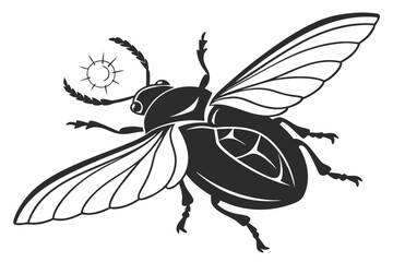 Firefly beetle sihouette black vector