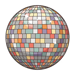 Colorful disco ball with sparkling reflective tiles &ndash; stock vector flat illustration